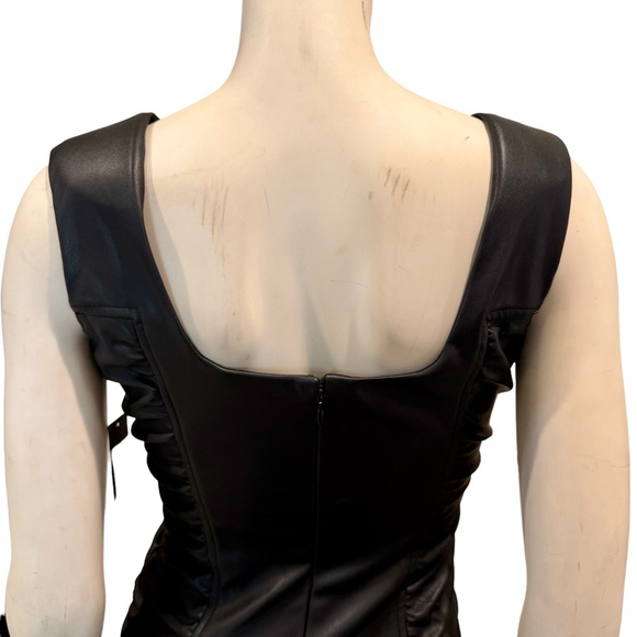 NEW Guess Ruched Vegan Leather Bodycon Mini Dress - Picture 8 of 13